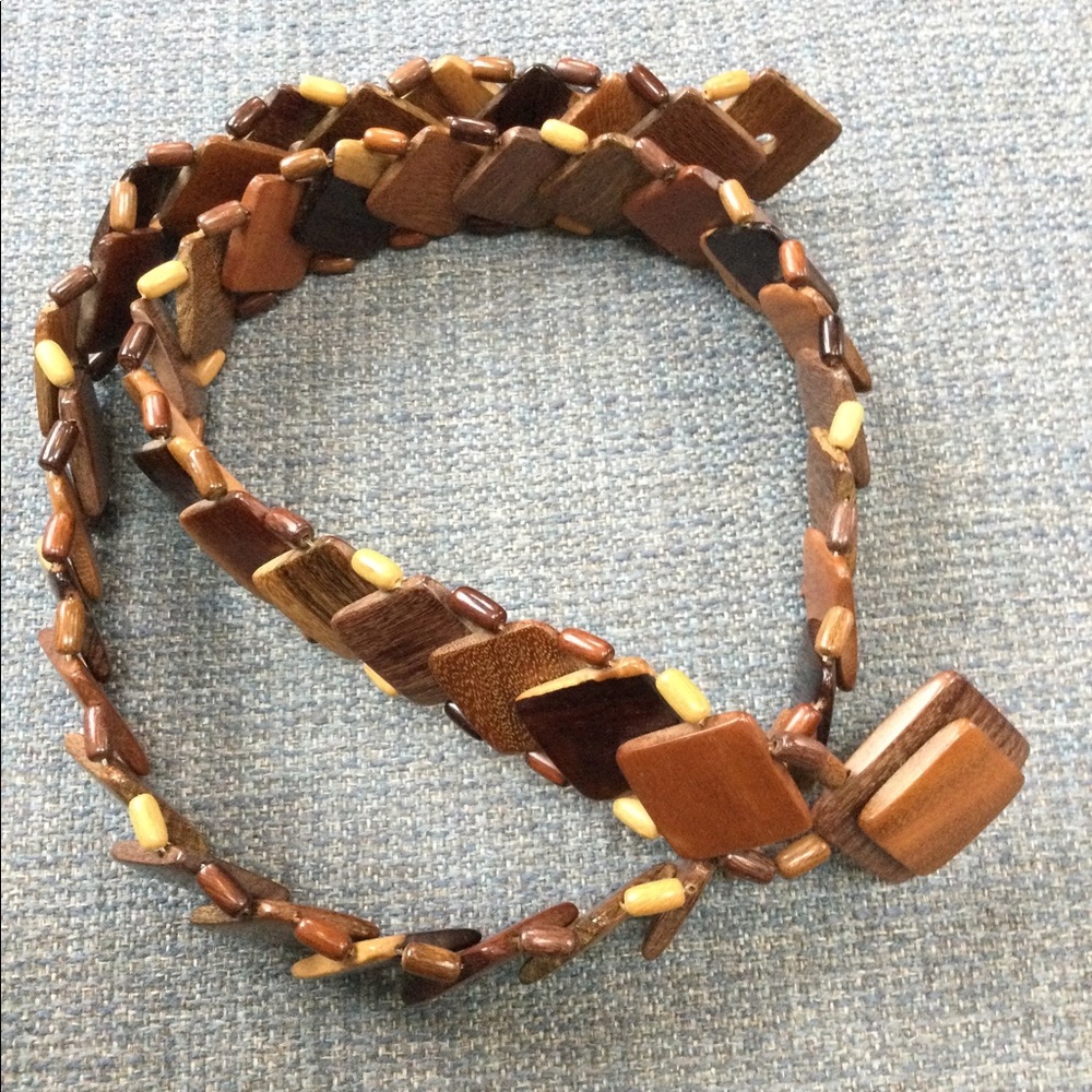 Boho wooden belt, 42 inches long